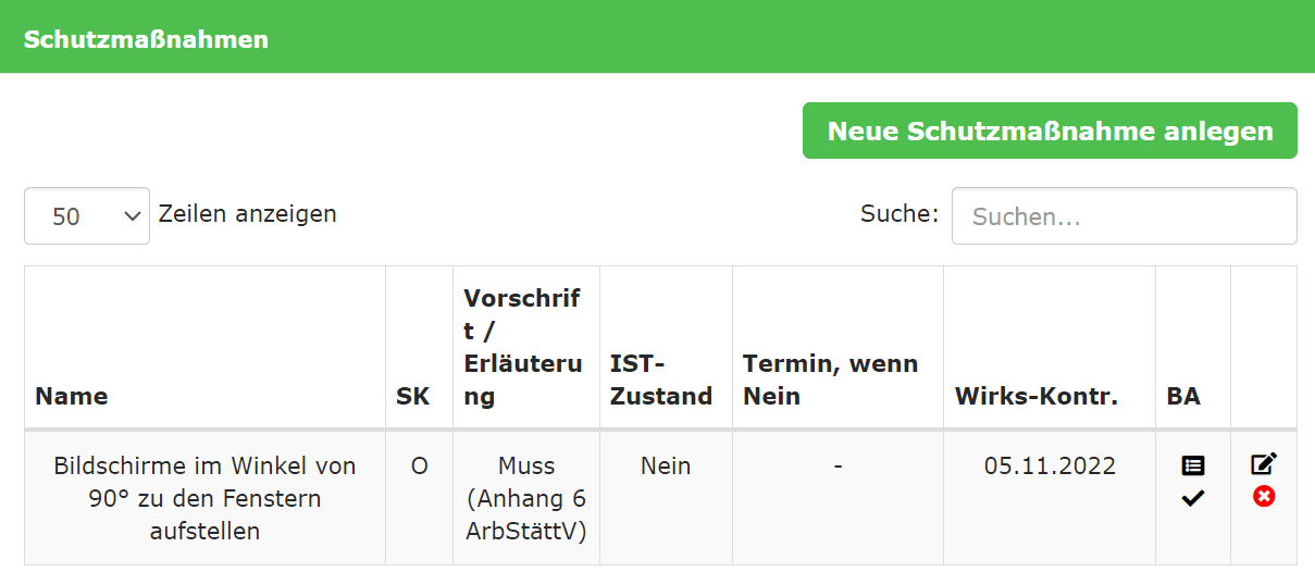 Grafik: Beispiel für eine Schutzmaßnahme gegen Belastungen durch unzureichende Beleuchtung.